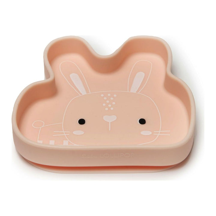 Loulou Lollipop Silicone Snack Plate Bunny Pink