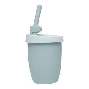 Loulou Lollipop Silicone Cup with Straw Elephant Blue