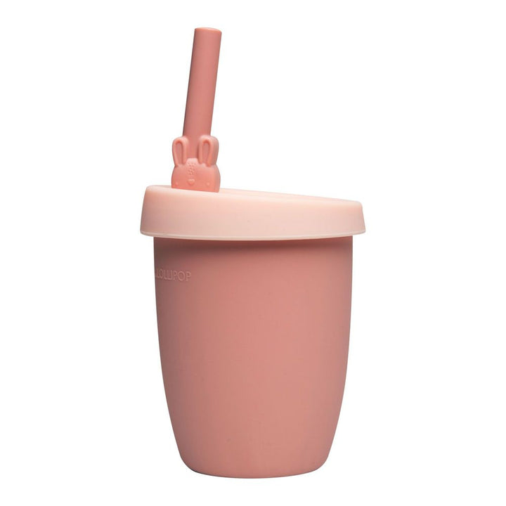 Loulou Lollipop Silicone Cup with Straw Bunny Pink