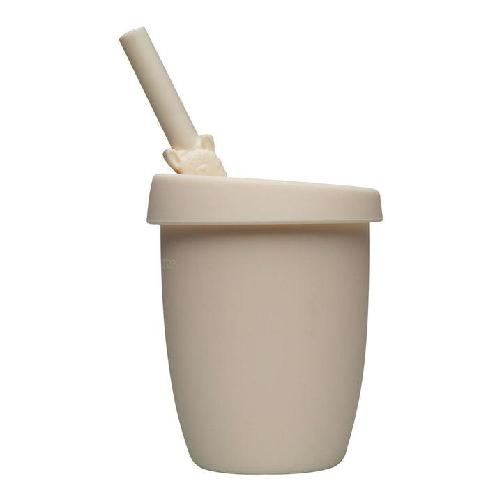 Loulou Lollipop Silicone Cup with Straw Llama Beige