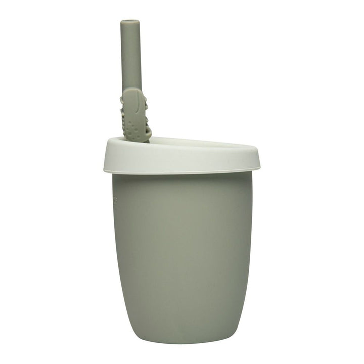 Loulou Lollipop Silicone Cup with Straw Alligator Green