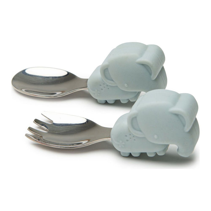 Loulou Lollipop Learning Spoon and Fork Set Elephant Blue