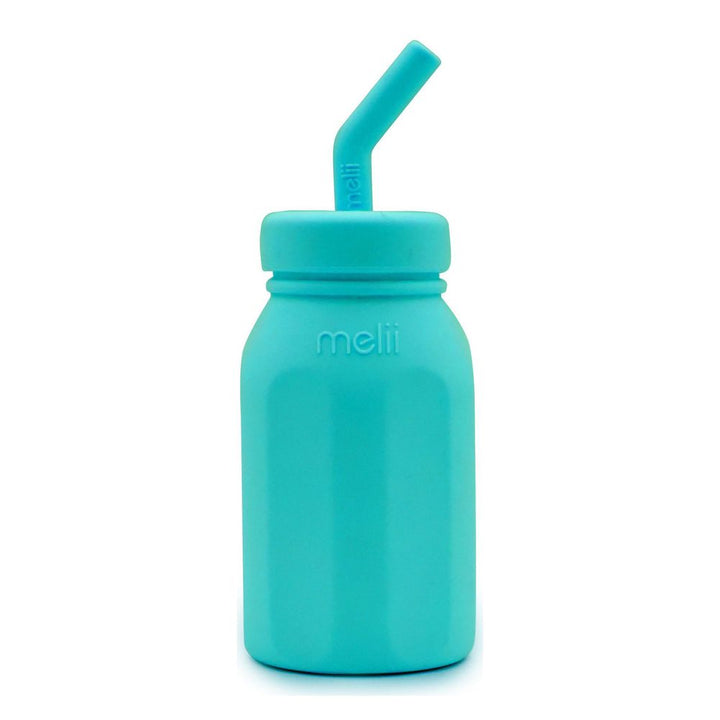 Melii Silicone Bottle with Straw (238 ml) Blue