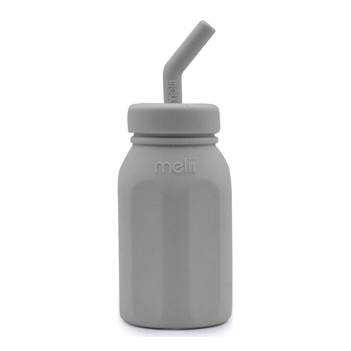 Melii Silicone Bottle with Straw (238 ml) Grey