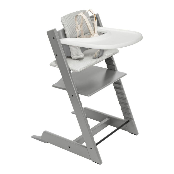 Tripp Trapp High Chair2 and Cushion with Stokke Tray Storm Grey Nordic Grey