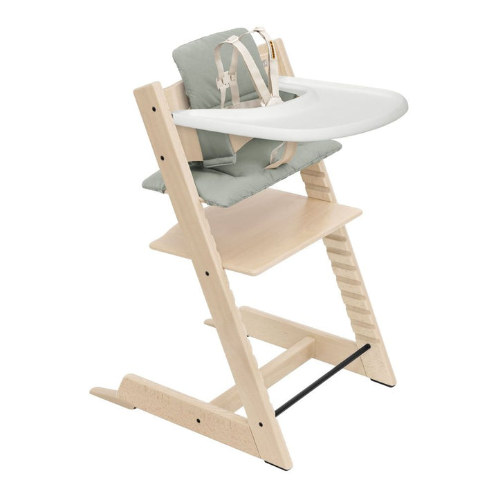 Tripp Trapp High Chair2 and Cushion with Stokke Tray Natural Glacier Green