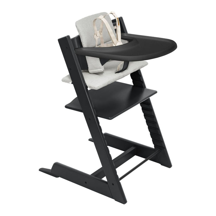 Tripp Trapp High Chair2 and Cushion with Stokke Tray Black Nordic Grey