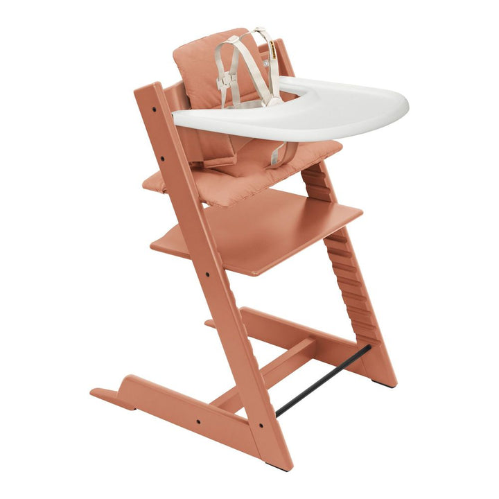 Tripp Trapp High Chair2 and Cushion with Stokke Tray Terracotta Terracotta