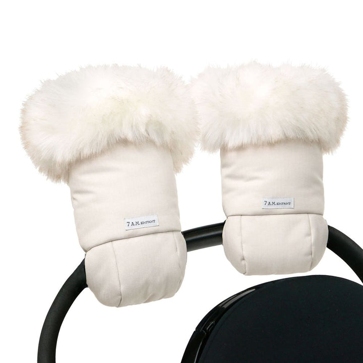 7 AM Warmmuffs Tundra Beige Heather with White Fur