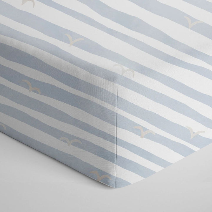 Living Textiles Cotton Jersey Fitted Crib Sheet Blue Stripes