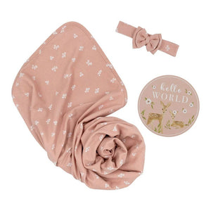 Living Textiles Hello World Gift Set Dusty Rose