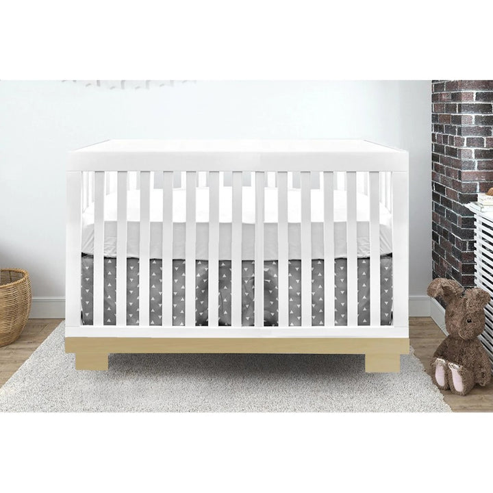 Dear-Born Baby Chelsea 4-in-1 Convertible Crib and Mattress Bundle - White with Natural Base