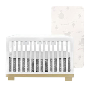 Dear-Born Baby Chelsea 4-in-1 Convertible Crib and Mattress Bundle - White with Natural Base Default Title