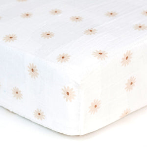 Lulujo Boho Cotton Muslin Crib Sheet - Daisies Default Title