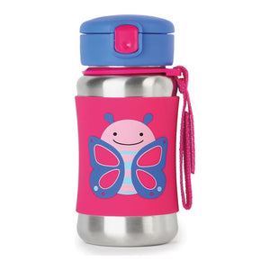 Skip Hop Zoo Little Kid Stainless Steel Straw Bottle - Butterfly Default Title