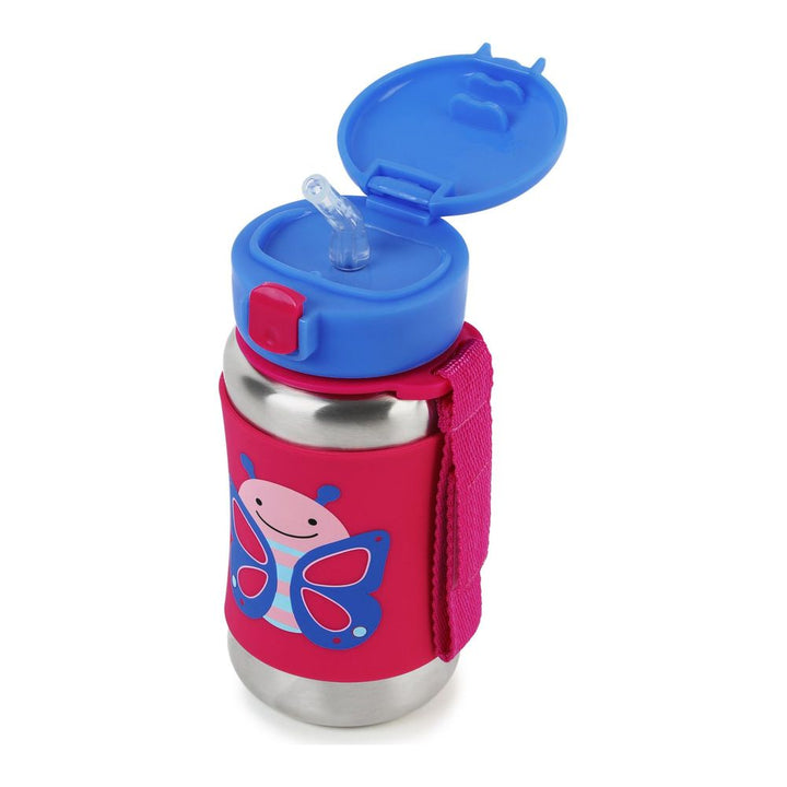 Skip Hop Zoo Little Kid Stainless Steel Straw Bottle - Butterfly