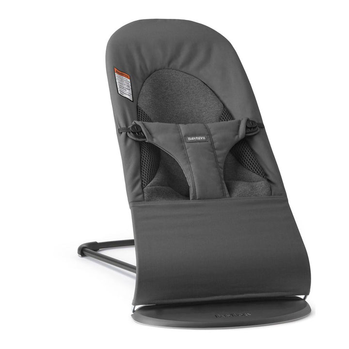 BabyBjorn Bouncer Balance in Soft Woven Fabric Dark Grey on Black Frame