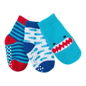 Zoocchini 3-Pack Comfort Terry Socks Set - Sherman the Shark (0-24 Months) Default Title