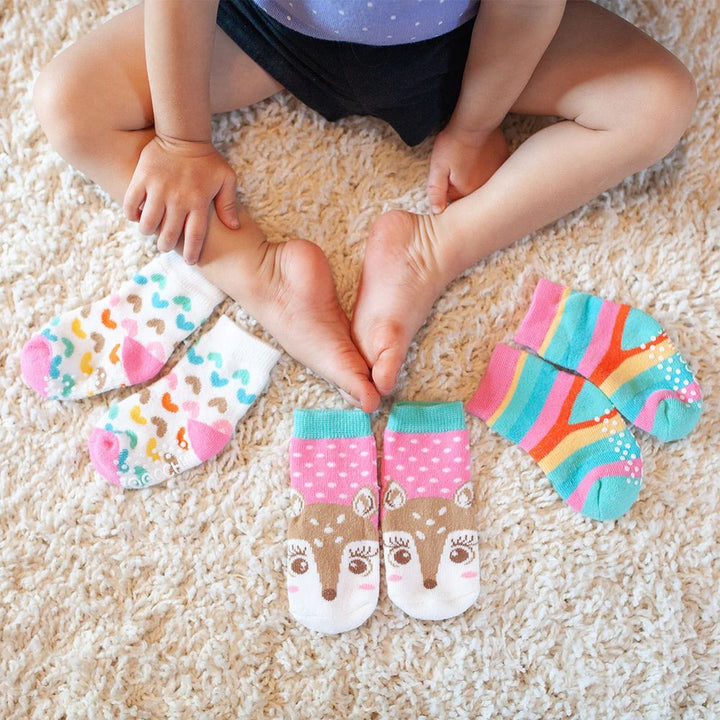 Zoocchini 3-Pack Comfort Terry Socks Set - Fiona the Fawn (0-24 Months)