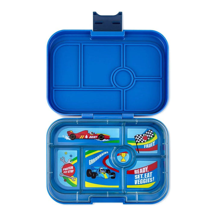 Yumbox Original 6-Compartments Lunch Box Surf Blue with Race Cars Tray (Discontinued)