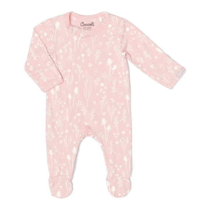 Coccoli Cotton-Modal Zippered Footie Sleeper Plants On Pink 1 Month (8-10 lbs) Fall Winter 2024