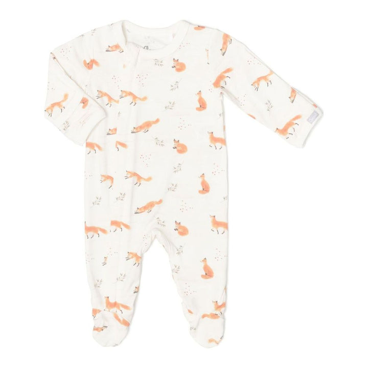 Coccoli Cotton-Modal Zippered Footie Sleeper Foxes On Cream Newborn (6-7 lbs) Fall Winter 2024