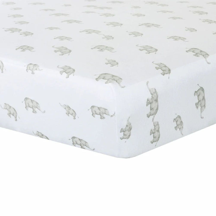 Living Textiles Cotton Jersey Fitted Crib Sheet Elephant Heritage