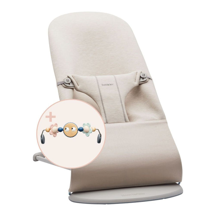 BabyBjorn Bouncer Bliss Bundle with Toy Bar 3D Jersey Light Beige Googly Eyes Pastels