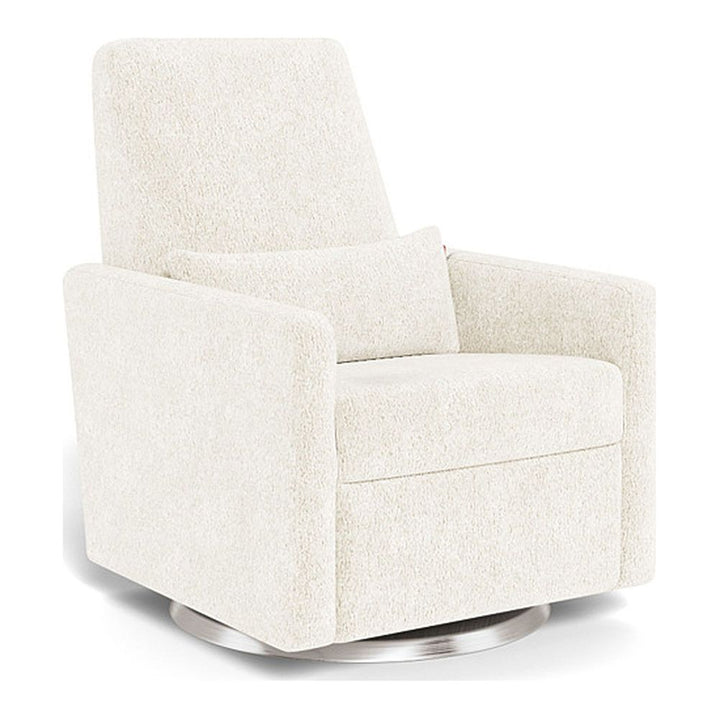 Monte Design Grano Motorized Glider Recliner Stainless Steel Swivel White Sheepskin