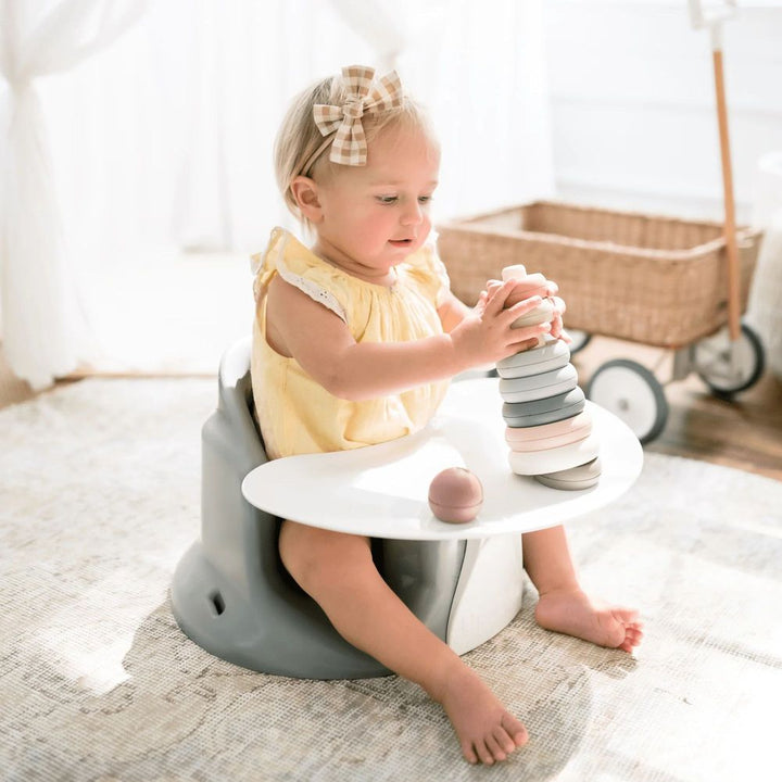 Upseat Baby Floor and Booster Seat with Tray - Gray