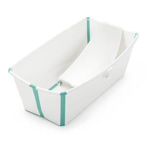 Stokke Flexi Bath Bundle with Heat-Sensitive Plug and Flexi Bath Newborn Support - White/Aqua (90024) (Open Box) Default Title