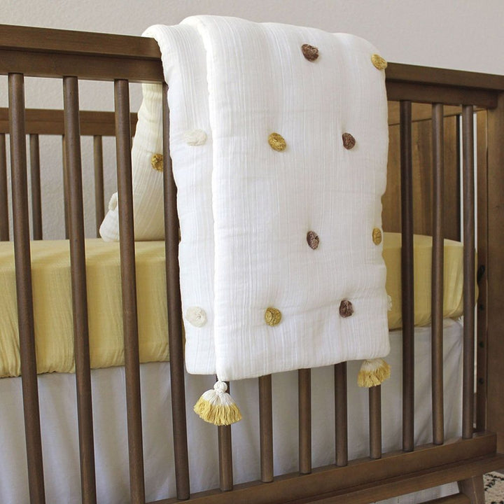 Crane Baby Pom Pom Quilted Blanket - Kendi