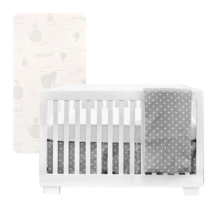 Dear-Born Baby Chelsea 4-in-1 Convertible Crib and Mattress Bundle - White