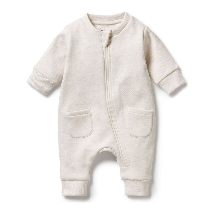 Wilson+Frenchy Organic Quilted Growsuit Oatmeal 3-6 Months