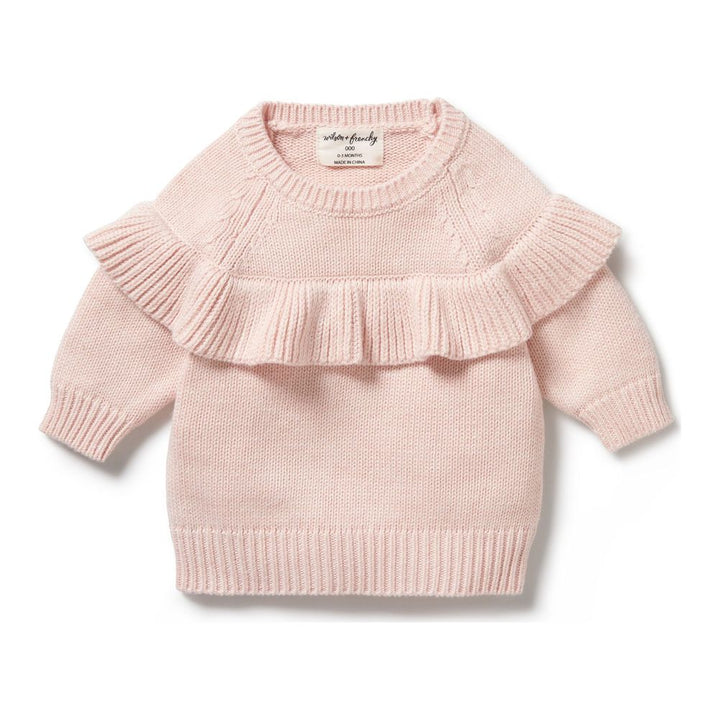 Wilson+Frenchy Knitted Ruffle Sweater Pink 3-6 Months