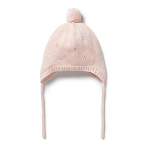 Wilson+Frenchy Knitted Pointelle Bonnet Pink 0-3 Months