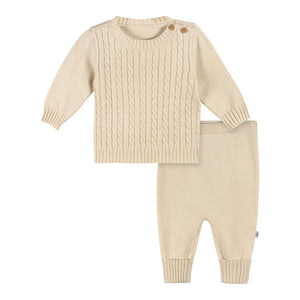 Just Born 2-Piece Knit Sweater and Pants Set Tan 0-3 Months