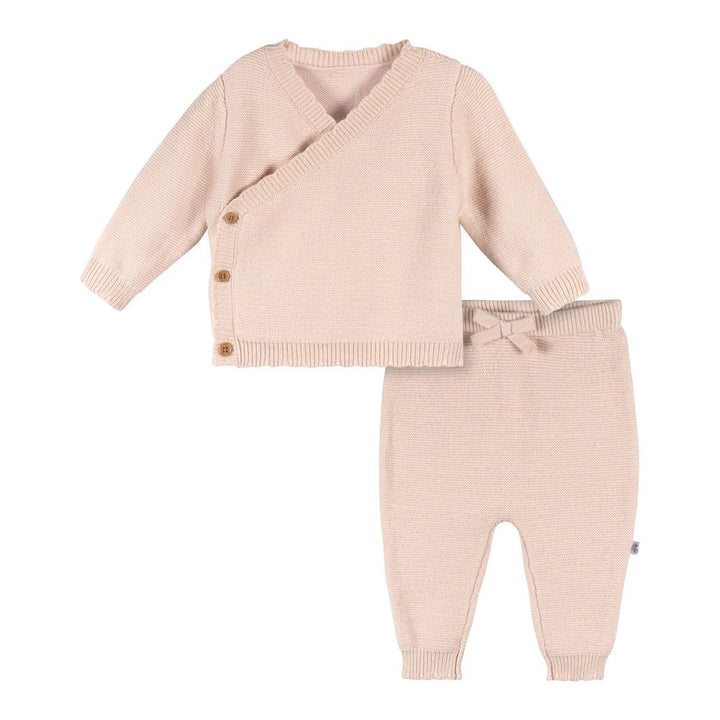 Just Born 2-Piece Knit Kimono Sweater and Pants Set Pink 0-3 Months