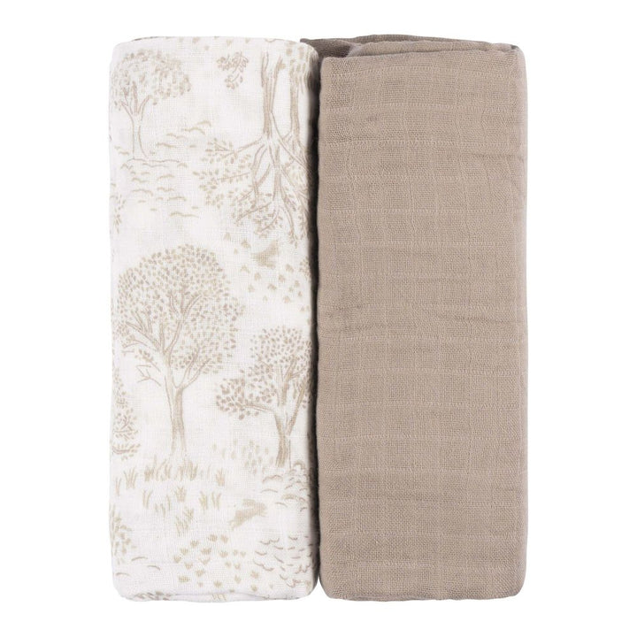 Just Born 2-Pack Cotton Muslin Swaddle Blankets Set Tan