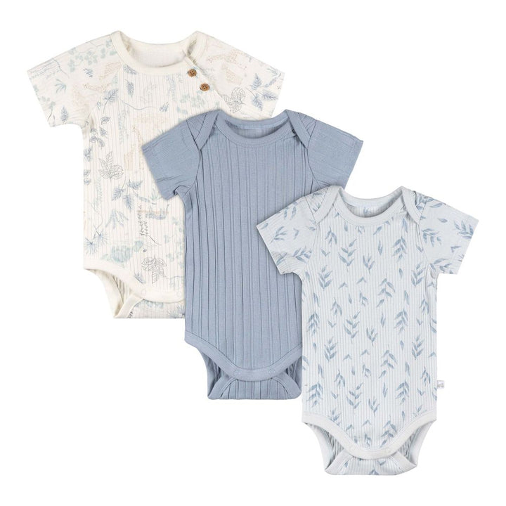 Just Born 3-Pack Cotton Bodysuits Blue 0-3 Months