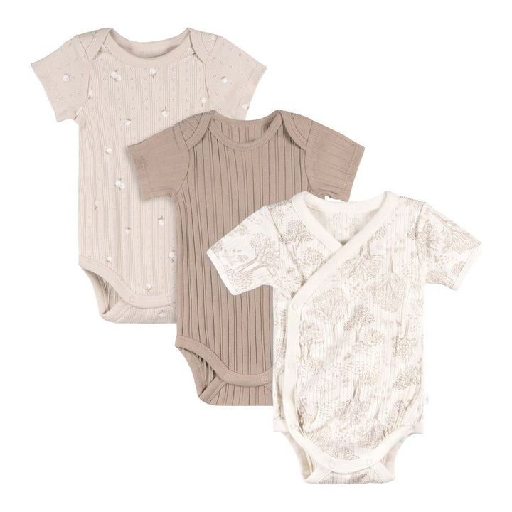 Just Born 3-Pack Cotton Bodysuits Tan 0-3 Months