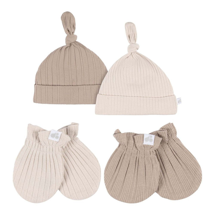 Just Born 4-Piece Hat and Mittens Set Tan