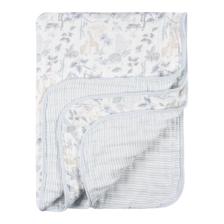 Just Born Cotton Muslin Blanket Ivory Jungle