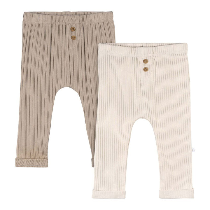 Just Born 2-Pack Cotton Pants Tan 0-3 Months