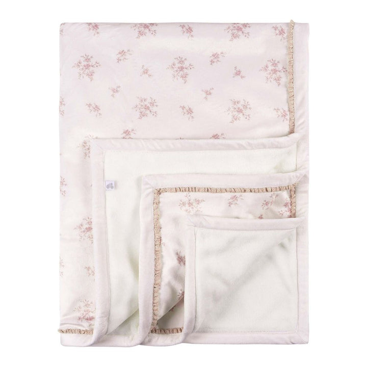 Just Born Fleece Sherpa Baby Blanket Pink Floral