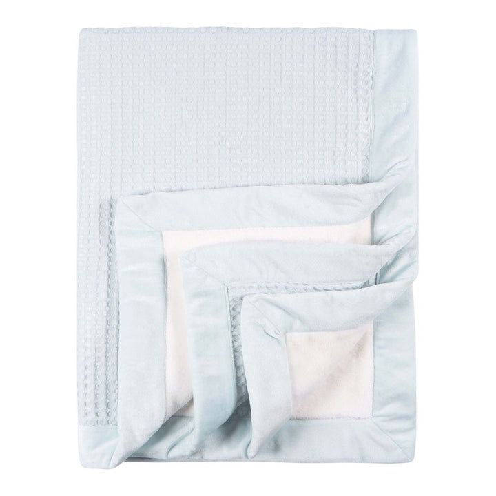 Just Born Fleece Sherpa Baby Blanket Blue Leaf