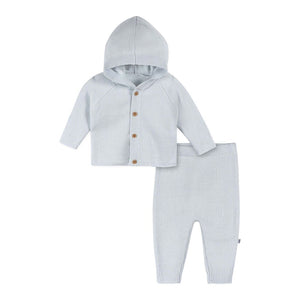 Just Born 2-Piece Knit Hooded Sweater and Pants Set Blue 0-3 Months