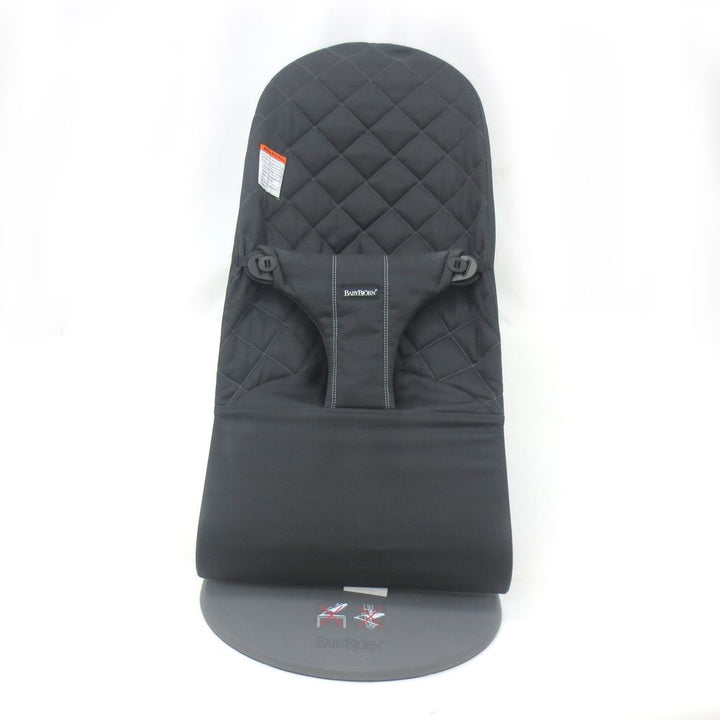 BabyBjorn Bouncer Bliss in Woven Fabric - Classic Quilt, Black on Dark Grey Frame (90435) (Open Box)