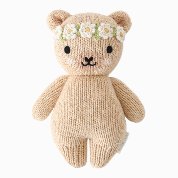 Cuddle+Kind Baby Animals Collection Plush Toy Baby Honey Bear (Ivory Floral Crown)