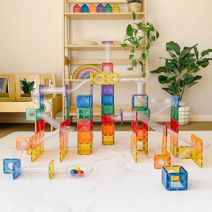 Connetix 92-piece Magnetic Tiles Ball Run Pack - Rainbow